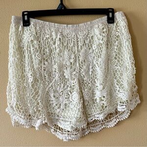 White Lace Crochet Shorts